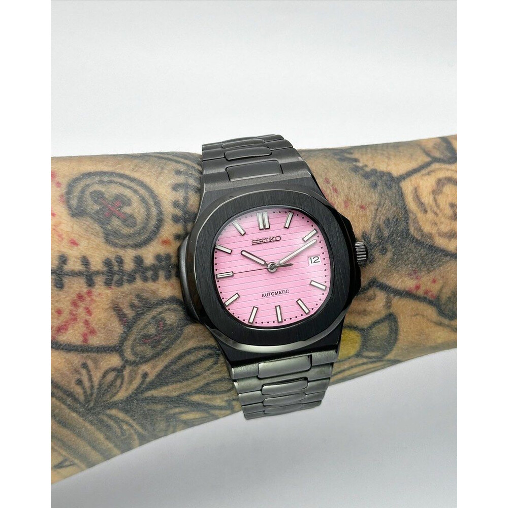 Custom Seiko Mod • Black Pink Nautilus • 40mm
